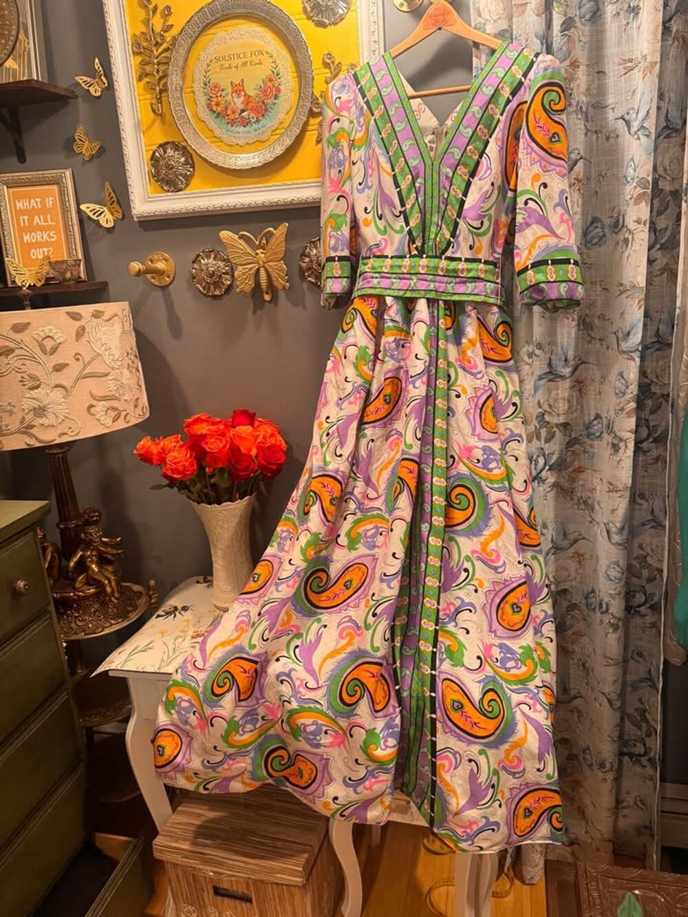 Vintage Malouf Design Perfect Negligee Neiman Marcus Psychedelic Hostess Gown